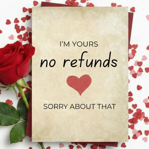 Cardstruck No Refunds anniversary and birthday card